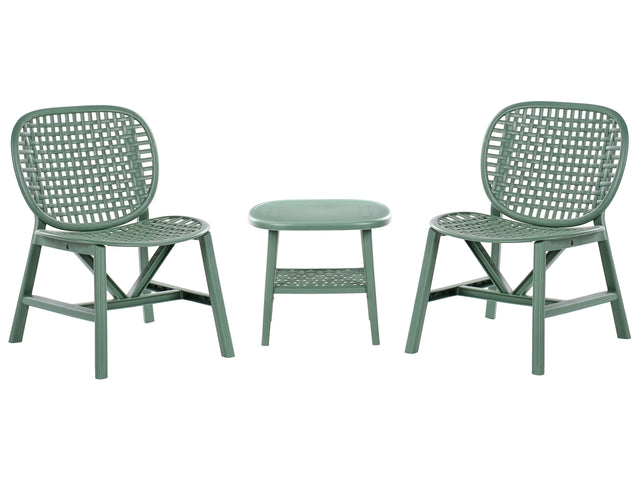Garden Bistro Set Bar Green Table and Low Chairs Outdoor Set Modern Style Beliani
