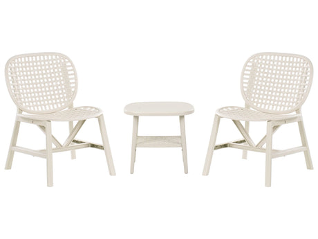 Garden Bistro Set Bar Off-White Table and Low Chairs Outdoor Set Modern Style Beliani