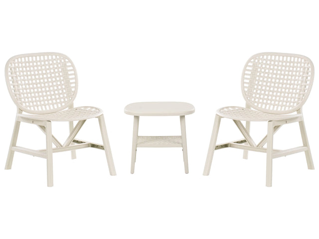 Garden Bistro Set Bar Off-White Table and Low Chairs Outdoor Set Modern Style Beliani