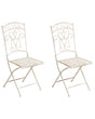 Set of 2 Garden Chairs Light Beige Metal Iron Frame Folding Vintage Style Outdoor Beliani