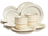 Set of 24 Pieces Light Beige Stoneware Kaolin Handmade Reactive Glaze Finish Service for 8 People Kitchen Dining Room Beliani