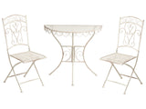 Outdoor Garden Bistro Set Light Beige Metal Iron Frame Table Chairs Vintage Style Outdoor Beliani