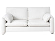 2 Seater Sofa Off-White Fabric Polyester Upholstered Black Legs Living Room Beliani