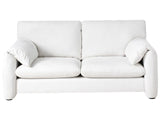 2 Seater Sofa Off-White Fabric Polyester Upholstered Back and Front Pillow Top Arm Style Black Legs with Caps Living Room Beliani