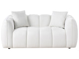 Thickly Padded 2 Seater Water-Repellent Sofa Off-White Upholstered Back and Front Polyester Fabric Wooden Legs Living Room Modern Beliani