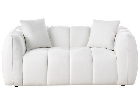 Thickly Padded 2 Seater Water-Repellent Sofa Off-White Upholstered Back and Front Polyester Fabric Wooden Legs Living Room Modern Beliani