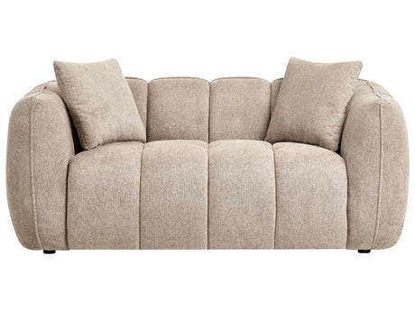 Thickly Padded 2 Seater Water-Repellent Sofa Taupe Upholstered Back and Front Polyester Fabric Wooden Legs Living Room Modern Beliani