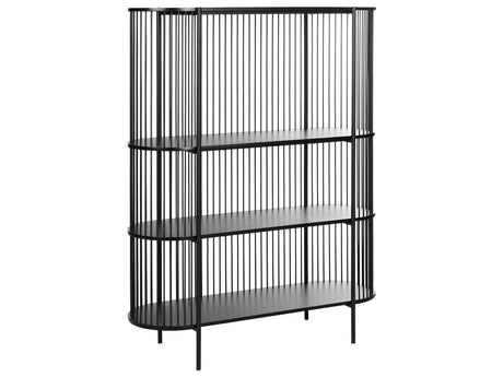 3 Tier Shelving Unit Bookcase Black Freestanding Open Shelves Modern Beliani
