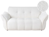 2 Seater Sofa White Boucle Upholstered Back and Front Wooden Black Legs with Caps Living Room Cosy and Soft Furniture Beliani
