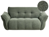 2 Seater Sofa Dark Green Boucle Upholstered Back and Front Wooden Black Legs with Caps Living Room Cosy and Soft Furniture Beliani