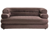 Velvet 2 Seater Sofa Dark Brown Polyester Upholstery Wooden Black Legs with Caps Upholstered Back Living Room Traditional Style Beliani