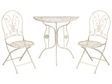 Outdoor Garden Bistro Set Light Beige Metal Iron Frame Table Chairs Vintage Style Outdoor Beliani