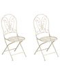 Set of 2 Garden Chairs Light Beige Metal Iron Frame Folding Vintage Style Outdoor Beliani
