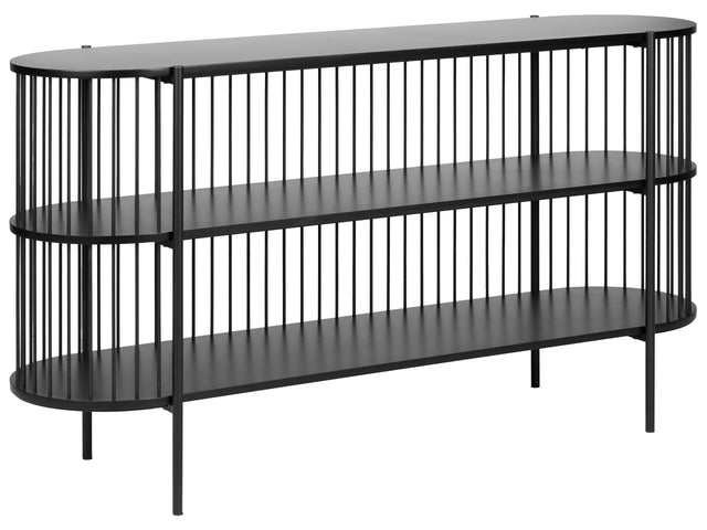 2 Tier Shelving Unit Bookcase Black Freestanding Open Shelves Modern Beliani