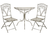 Outdoor Garden Bistro Set Grey Metal Iron Frame Table Chairs Vintage Style Outdoor Beliani