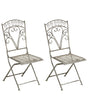 Set of 2 Garden Chairs  Grey Metal Iron Frame Folding Vintage Style Outdoor Beliani