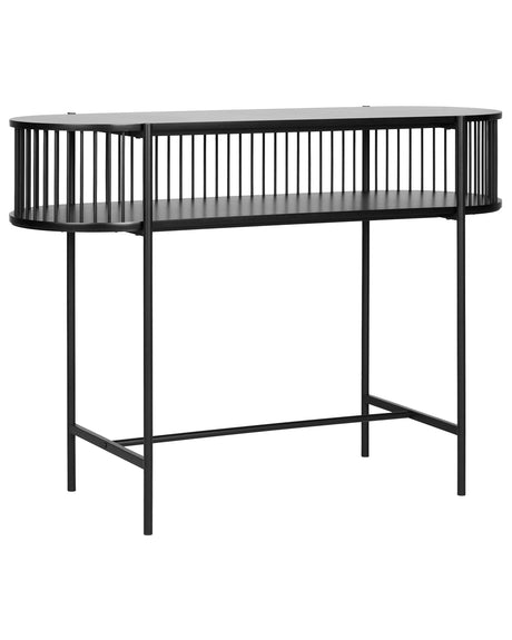 Console Table Black 120 x 42 cm Rustic One Shelf Cabinet Beliani