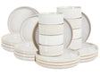 Set of 24 Pieces Off-White Stoneware Kaolin Handmade Reactive Glaze Finish Service for 8 People Kitchen Dining Room Beliani