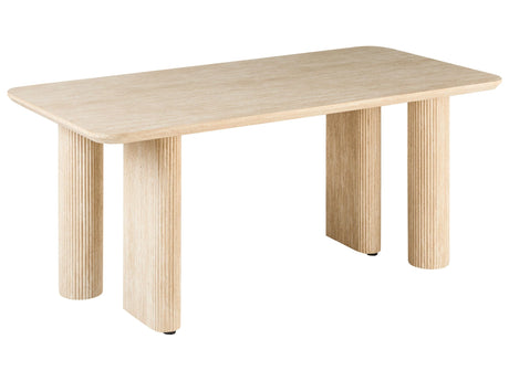 Dining Table Light Brown MDF 180 x 90 cm Rectangular Wide Legs Dining Room Furniture Minimalist Beliani