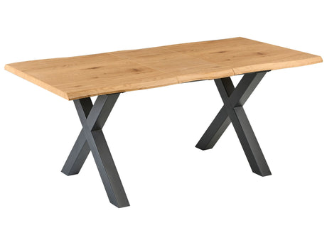 Extending Dining Table Brown MDF Butterfly Tabletop Black Metal Legs 140/180 x 90 cm  4-6 Seat Minimalist Table Beliani