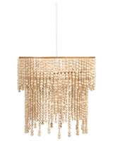 Chandelier Light Brown Rubberwood Beads 2-Tier Boho Style Beliani