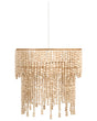 Chandelier Light Brown Rubberwood Beads 2-Tier Boho Style Beliani