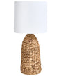 Table Lamp Natural Water Hyacinth Base Fabric White Shade Boho Japandi Coastal Style Beliani