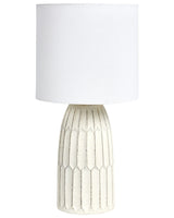 Table Lamp Off White Ceramic Base Linen Shade Bedside Lamp for Hallway Lounge Beliani