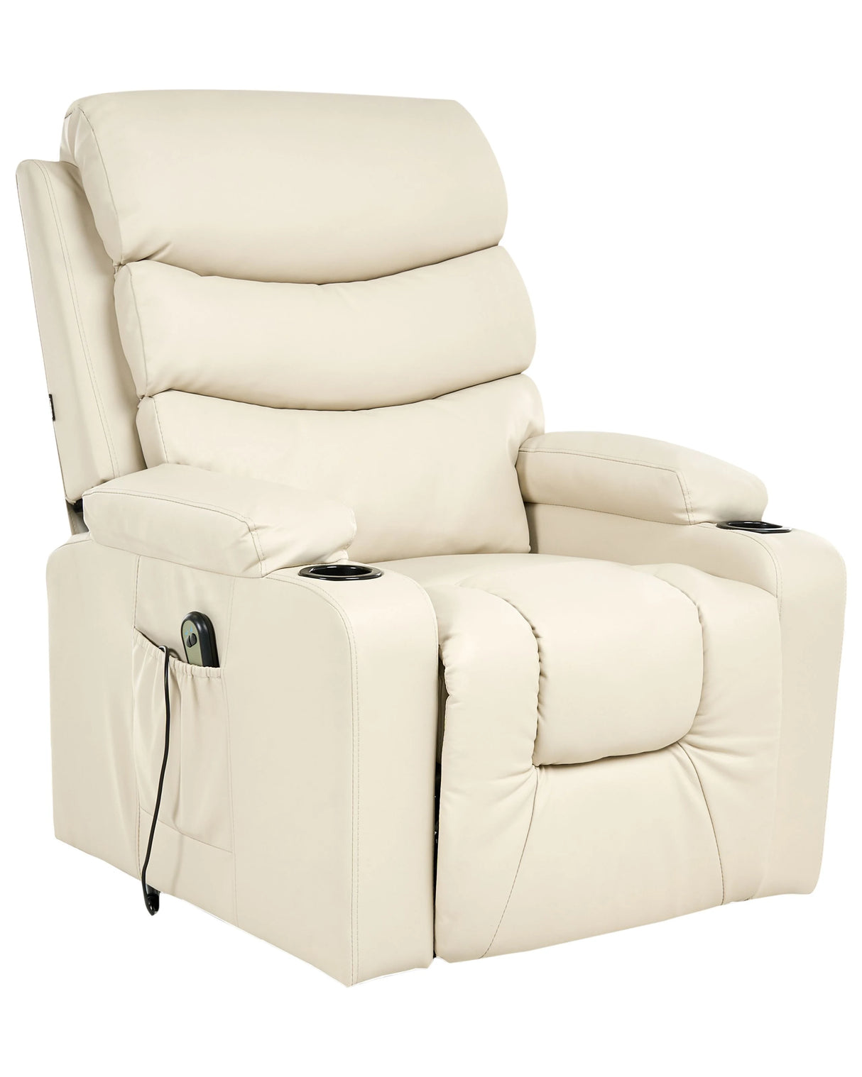 Electric Recliner Armchair Beige Faux Leather Upholstered Single Seat with Footrest Lift Function Modern Design Relax Beliani
