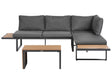 Garden Corner Sofa Set Grey Cushions Light Brown Slatted Design Coffee Table 4 Seater Modern Conversation Set Beliani