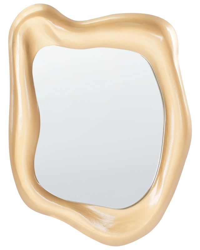 Wall Mirror Gold MDF 77x59 cm Irregular Shape Decorations Home Accessories Decorative Beliani