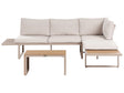 Garden Corner Sofa Set Beige Cushions Light Brown Slatted Design Coffee Table 4 Seater Modern Conversation Set Beliani