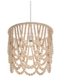 Chandelier Light Brown Rubberwood Beads Boho Style Beliani