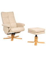 Recliner Armchair Beige with Footstool Faux Leather Swivel Upholstered Metal Frame Retro Design Beliani