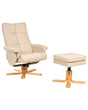 Recliner Armchair Beige with Footstool Faux Leather Swivel Upholstered Metal Frame Retro Design Beliani