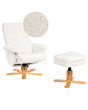 Recliner Armchair Off-White with Footstool Boucle Swivel Upholstered Metal Frame Retro Design Beliani