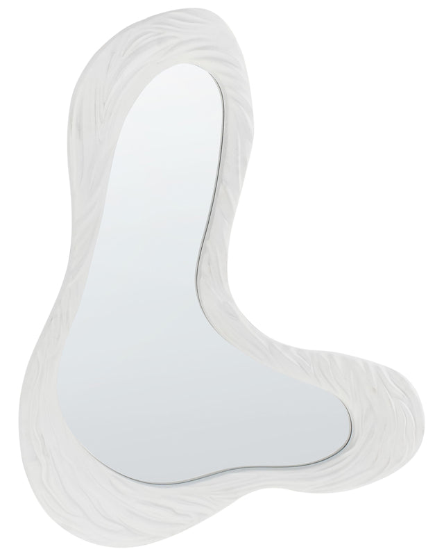 Wall Mirror White MDF 83 x 61 cm Decorative Hanging Asymmetrical Retro Style Beliani
