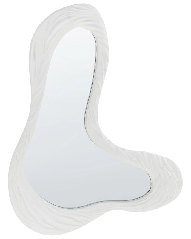 Wall Mirror White MDF 83 x 61 cm Decorative Hanging Asymmetrical Retro Style Beliani