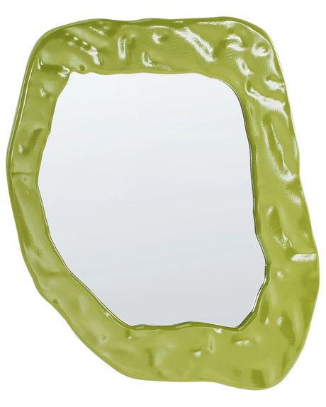 Wall Mirror Green MDF 74 x 57 cm Decorative Hanging Asymmetrical Retro Style Beliani