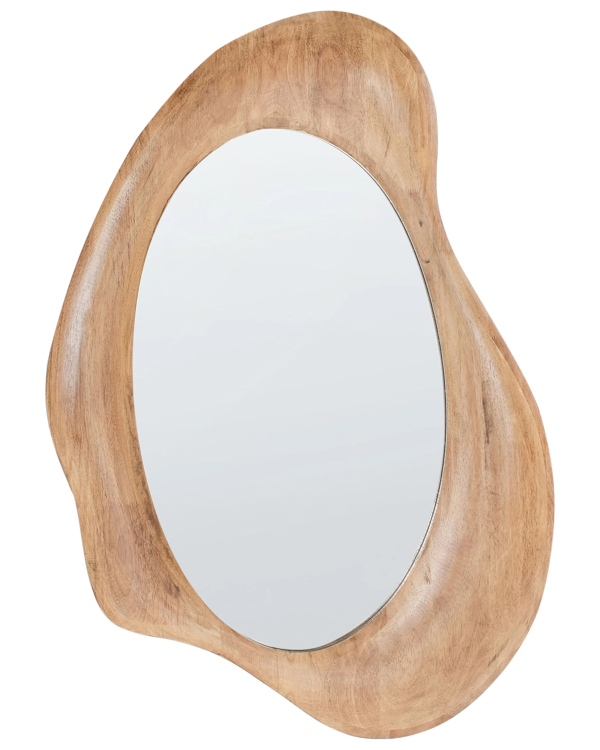 Wall Mirror Brown Rubber Wood 100 x 68 cm Decorative Hanging Retro Style Decor Asymmetrical Beliani