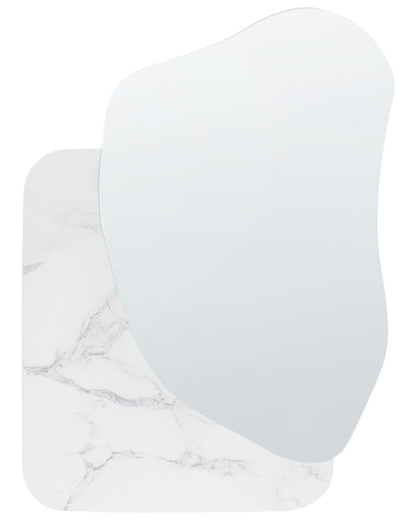 Wall Mirror White Marble MDF 80 x 60 cm Decorative Hanging Modern Style Asymmetrical Home Accessories Beliani