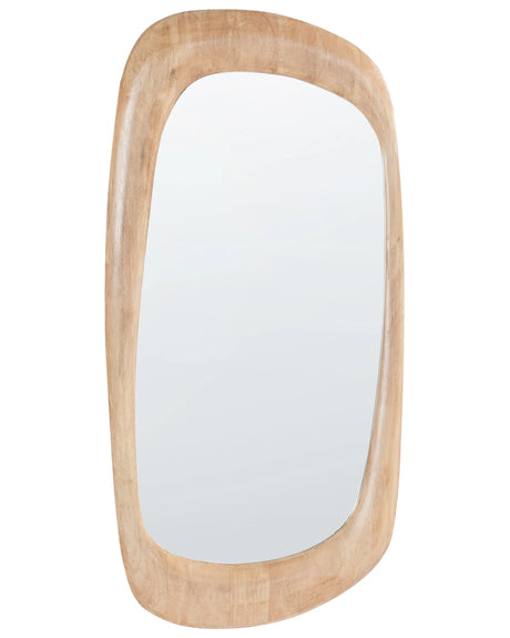Wall Mirror Brown Rubber Wood 120 x 57 cm Decorative Hanging Retro Style Decor Asymmetrical Beliani