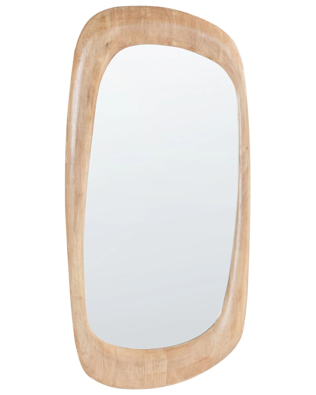 Wall Mirror Brown Rubber Wood 120 x 57 cm Decorative Hanging Retro Style Decor Asymmetrical Beliani