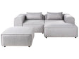 Left Hand Modular Sofa Grey Fabric 3 Seater Corner Sofa with Ottoman Modern Minimalistic Living Room Beliani