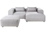 Left Hand Modular Sofa Grey Fabric 3 Seater Corner Sofa with Ottoman Modern Minimalistic Living Room Beliani