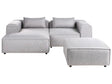 Right Hand Modular Sofa Grey Fabric 3 Seater Corner Sofa with Ottoman Modern Minimalistic Living Room Beliani