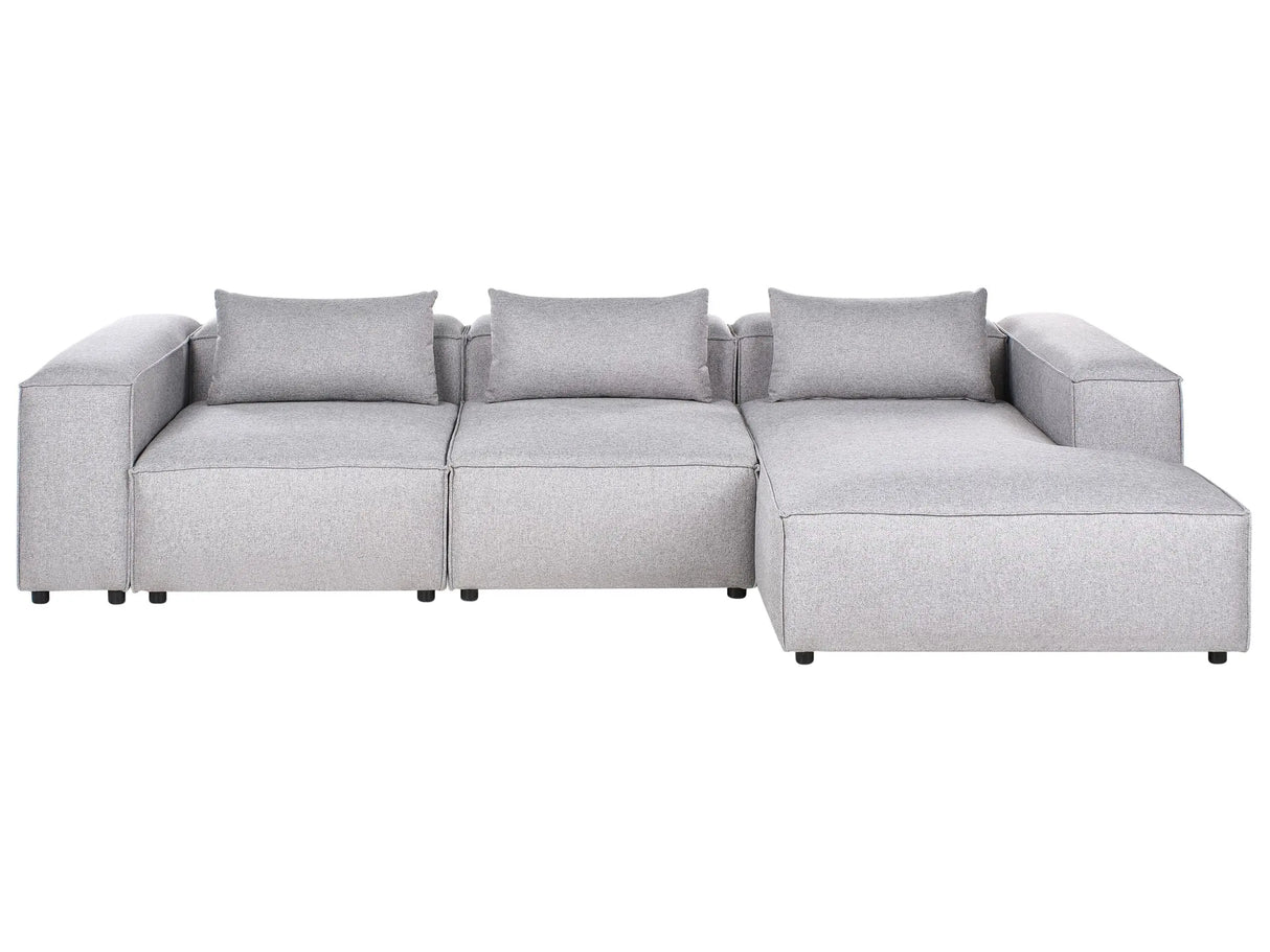 Modular Left Hand Sofa Grey Fabric Sectional Corner Couch Modern Minimalistic Living Room Beliani
