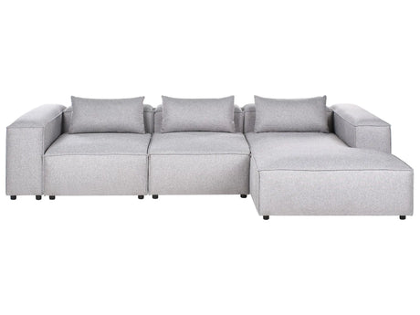 Modular Left Hand Sofa Grey Fabric Sectional Corner Couch Modern Minimalistic Living Room Beliani