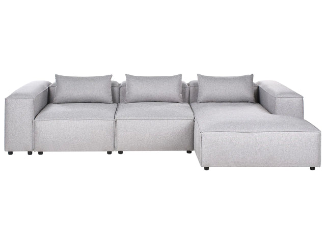 Modular Left Hand Sofa Grey Fabric Sectional Corner Couch Modern Minimalistic Living Room Beliani