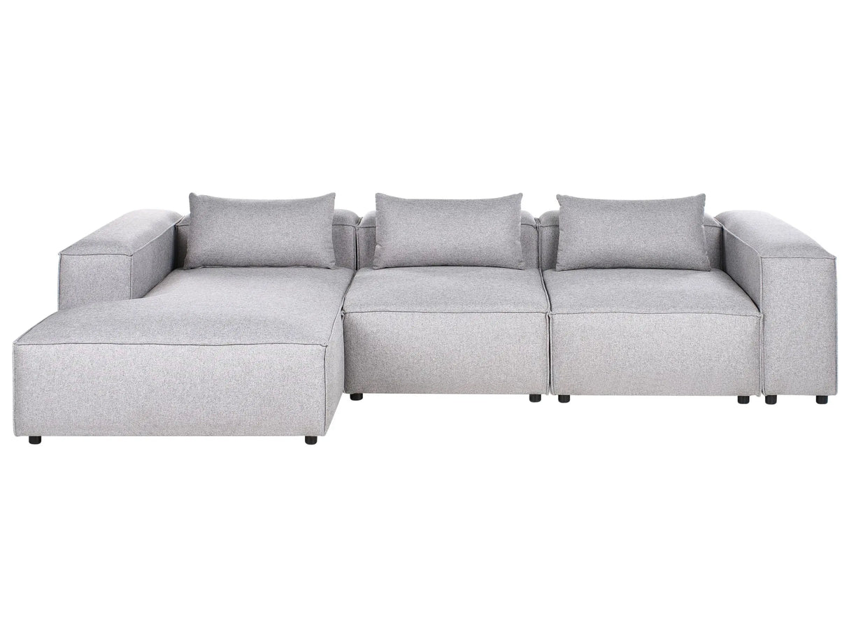 Modular Right Hand Sofa Grey Fabric Sectional Corner Couch Modern Minimalistic Living Room Beliani